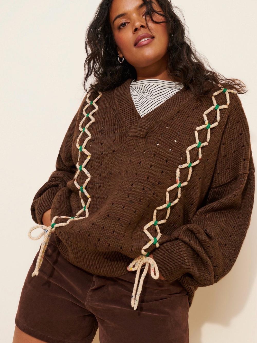 Laced Pullover Wool Sweater DEGEN